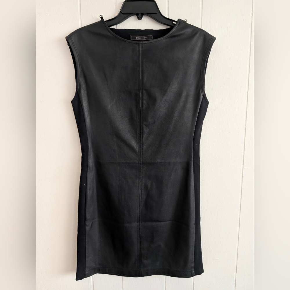 BCBGMaxAzria Charcoal Leather Dress